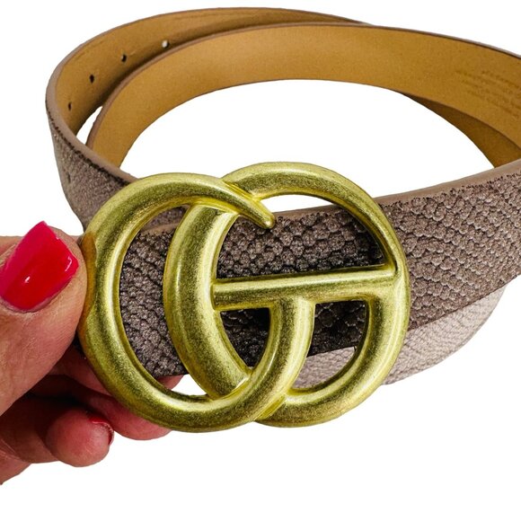 Vintage-Inspired Faux Velvet Belt With Double Ring Buckle Blush New Preppy - Picture 2 of 8